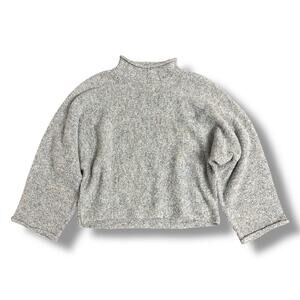 William Rast Gray Mock Neck Textured Knit Pullover Sweater Women’s L